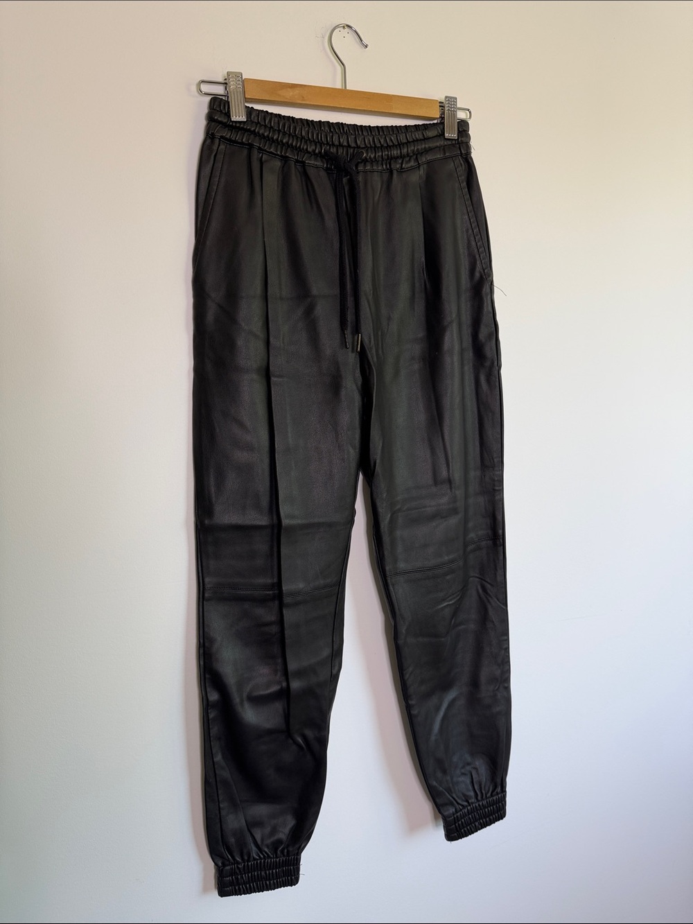 Zara Women’s Black Faux Leather Jogger Pants